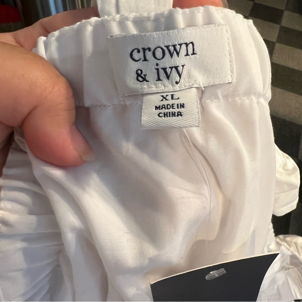NWT Crown & Ivy White Sleeveless Tiered Swing Dress with Multicolor Hem Size XL - Picture 7 of 9